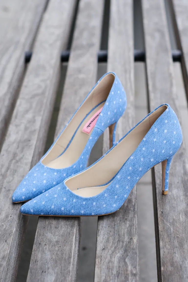Aljo Dotted Denim Pumps Dusty Blue