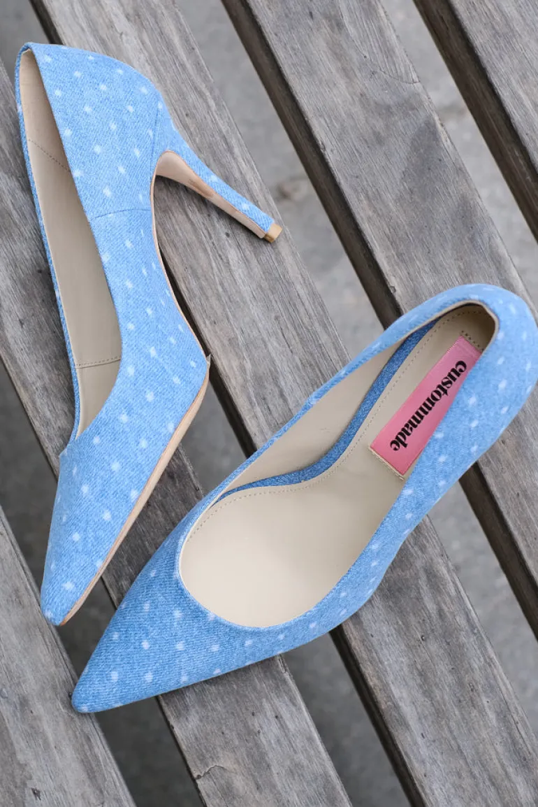 Aljo Dotted Denim Pumps Dusty Blue