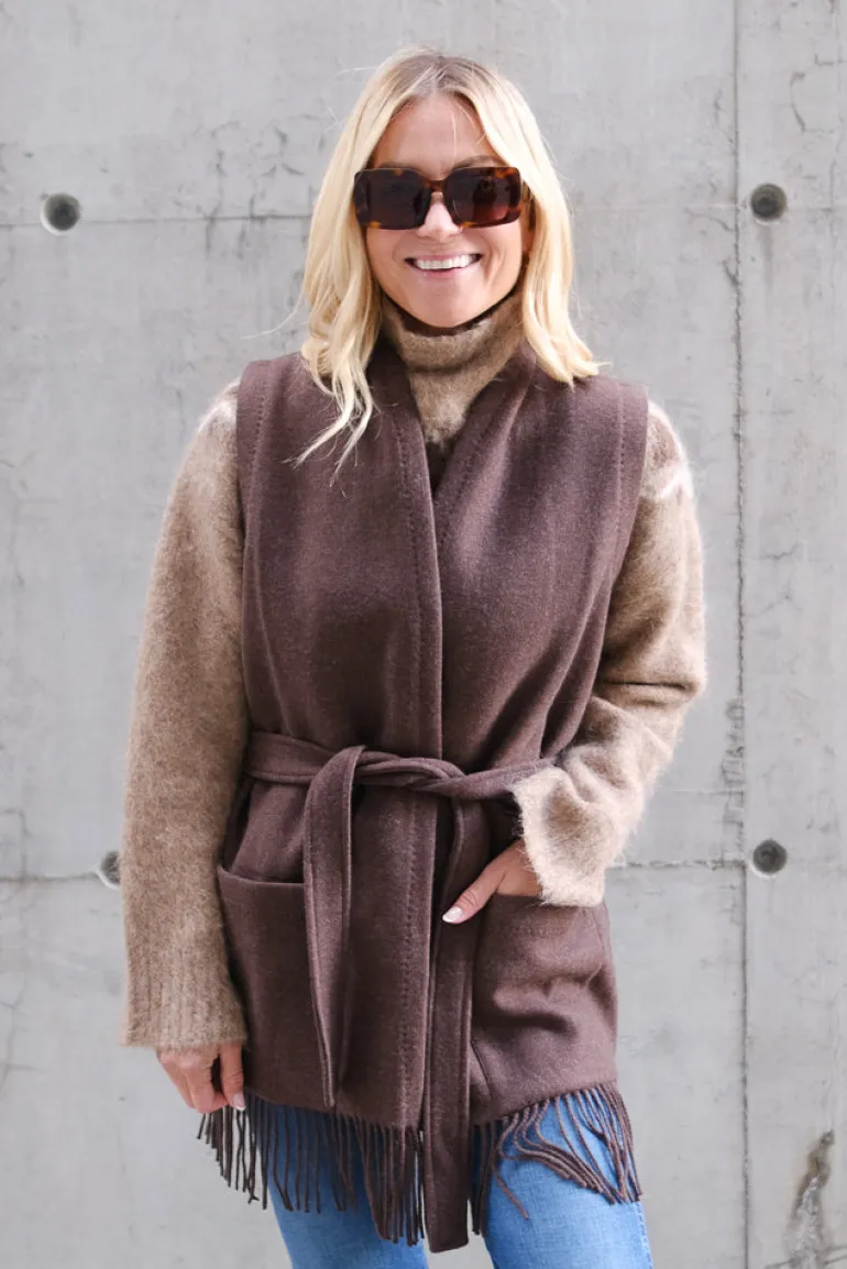 Elly Lambwool Vest Brown Melange