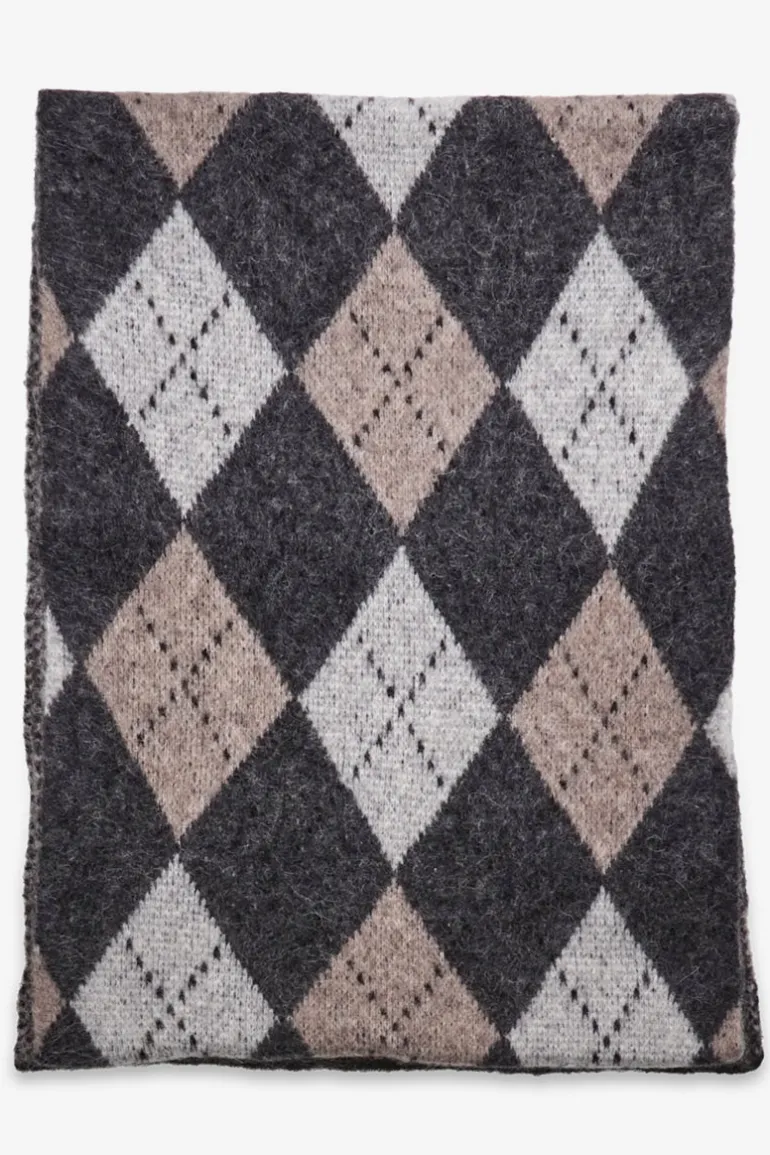 Everlee Shawl Grey Argyle