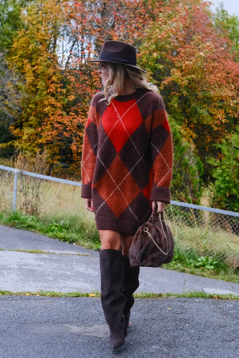 Kallie Argyle Mohair Sweater Brown Argyle