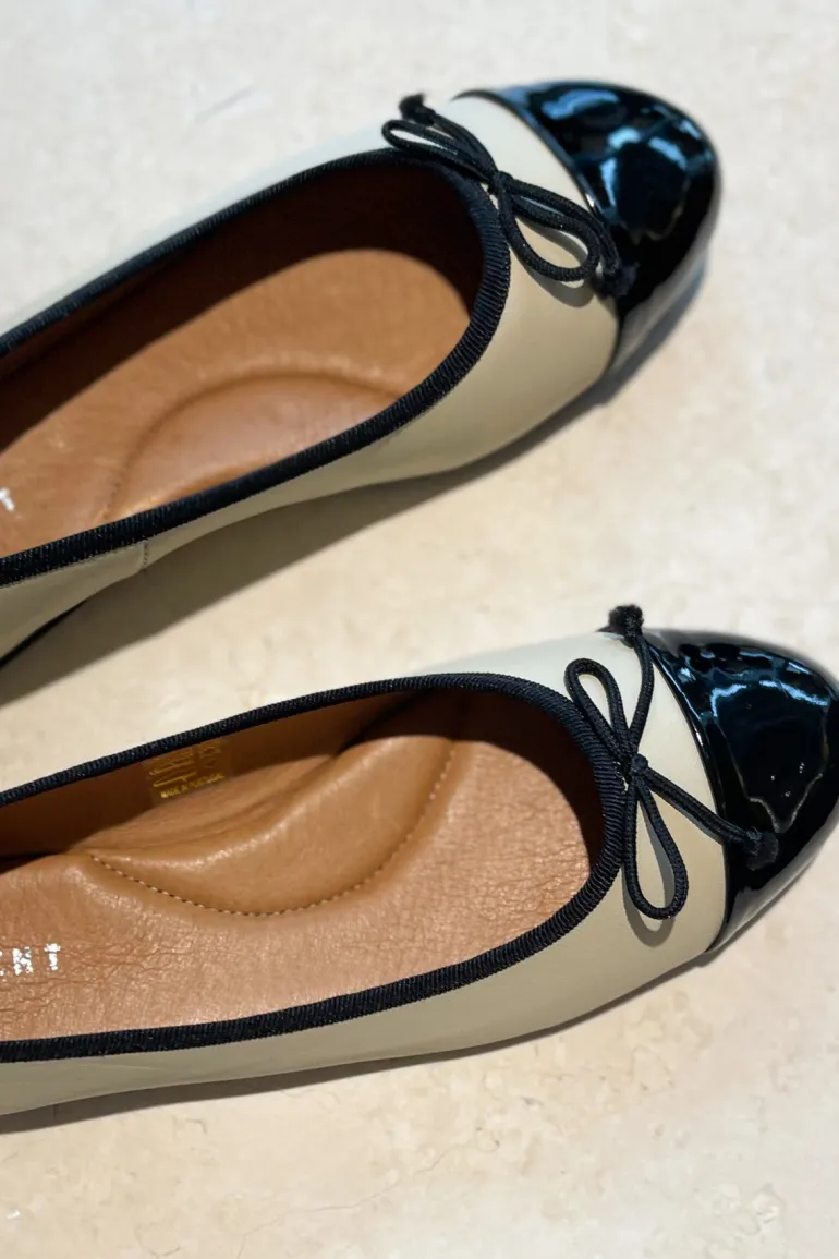 Lucy Beige Black Patent